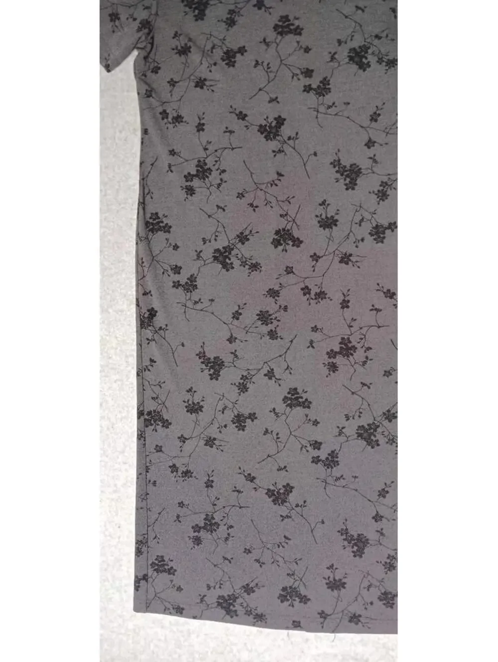 Talbots Petites Maxi Dress Womens Size P Grey Gray With Black Flowers Vneck...